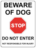 2352 BEWARE OF DOG STOP DO NOT ENTER Metal Aluminium Plaque Sign Door Gate