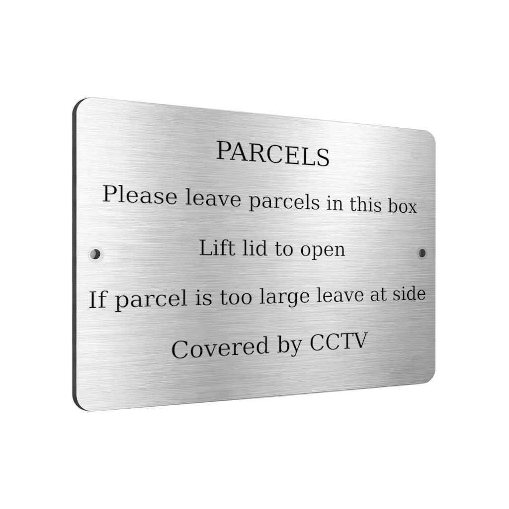 B167 PARCELS Covered by CCTV Metal Aluminium Plaque Sign Door House