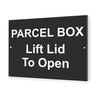 B011 PARCEL BOX Lift Lid To Open Door Ofice Aluminium Composite Sign Plaque