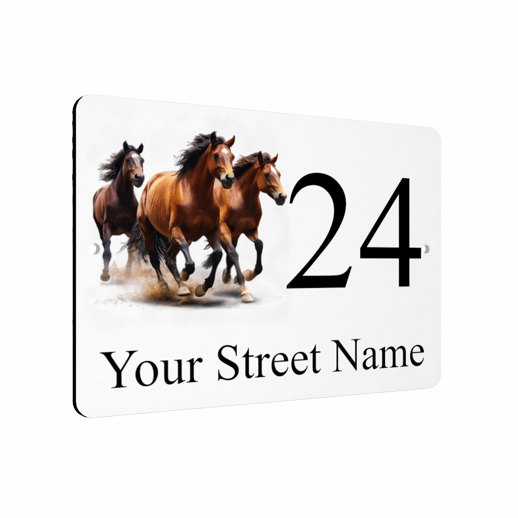 B093 Custom Personalised Address Horses Metal Aluminium Plaque Sign Door Gate