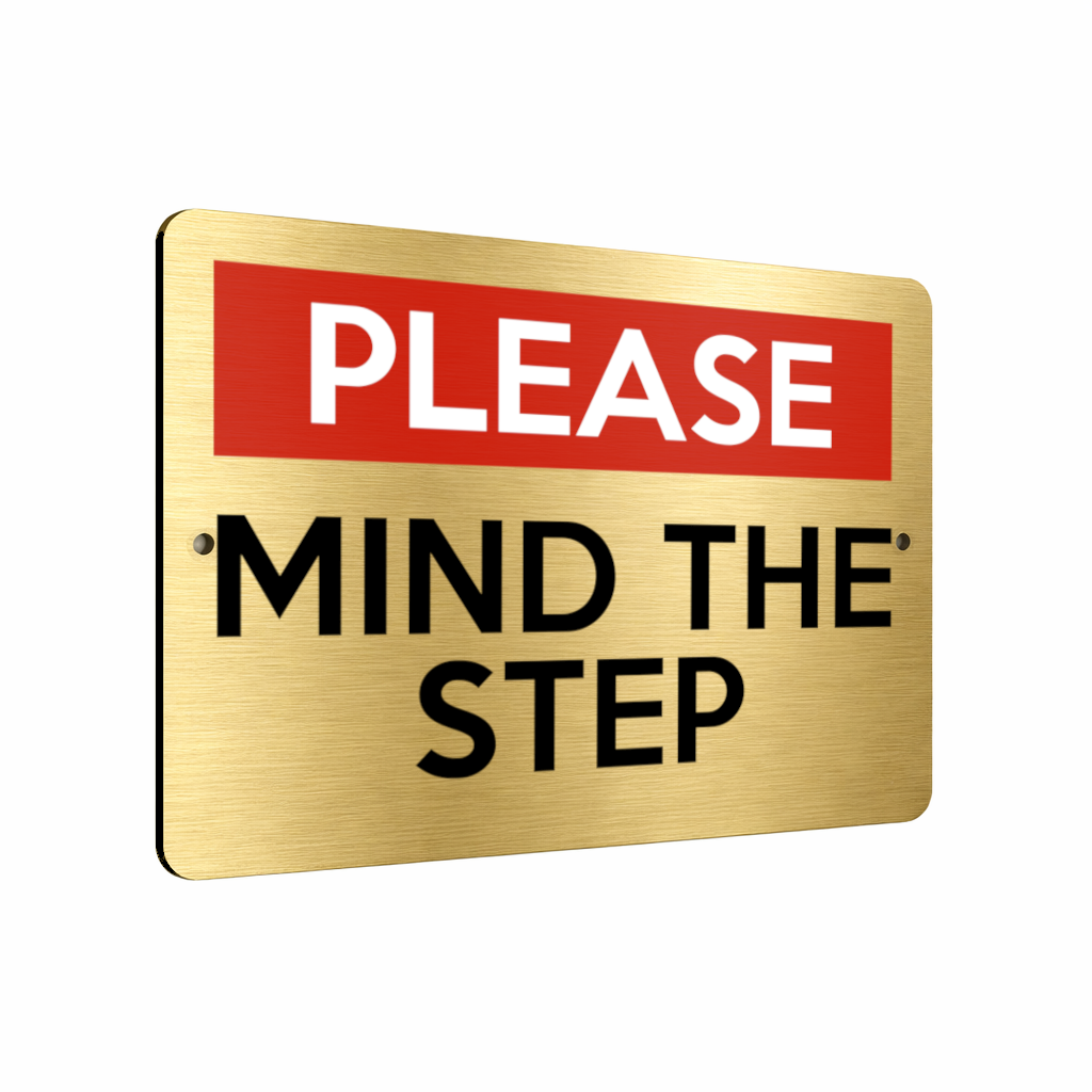 B121 MIND THE STEP Safety Aluminium Composite Plaque Sign Factory Shop Pub