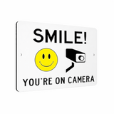 B130 SMILE YOU'RE ON CAMERA Safety Metal Aluminium Plaque Sign Door Gate
