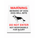 B240 BEWARE OF DOG WILL BITE DO NOT ENTER Metal Aluminium  Sign Plaque Gate