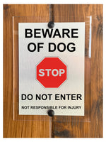 M056 BEWARE OF DOG STOP DO NOT ENTER Modern Door Acrylic Aluminium Sign Plaque