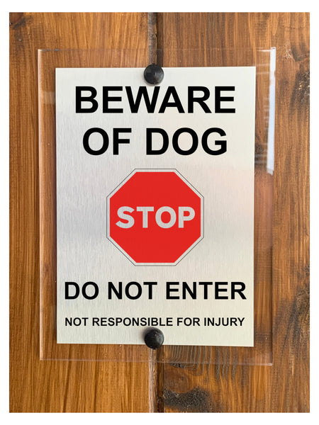 M056 BEWARE OF DOG STOP DO NOT ENTER Modern Door Acrylic Aluminium Sign Plaque