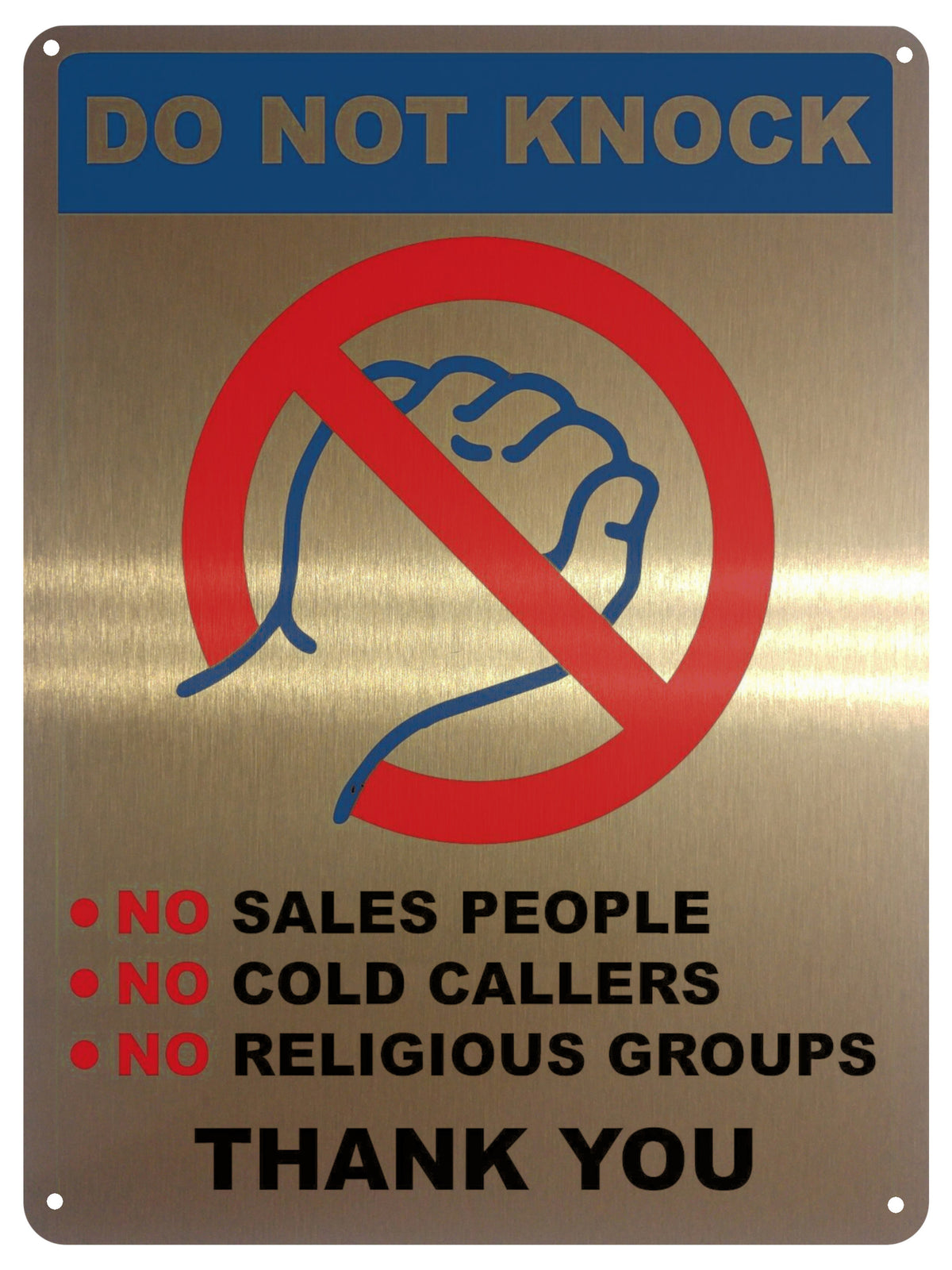 UV127 DO NOT KNOCK COLD CALLERS Metal Aluminium Plaque Sign For Door A4 Size