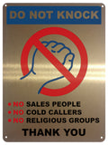 UV127 DO NOT KNOCK COLD CALLERS Metal Aluminium Plaque Sign For Door A4 Size