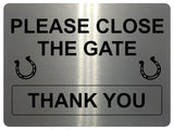 UV388 PLEASE CLOSE THE GATE Horse Stable Metal Aluminium Plaque Sign A4 Size