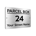 B098 Custom Personalised PARCEL BOX Metal Aluminium Plaque Sign Door House Offic