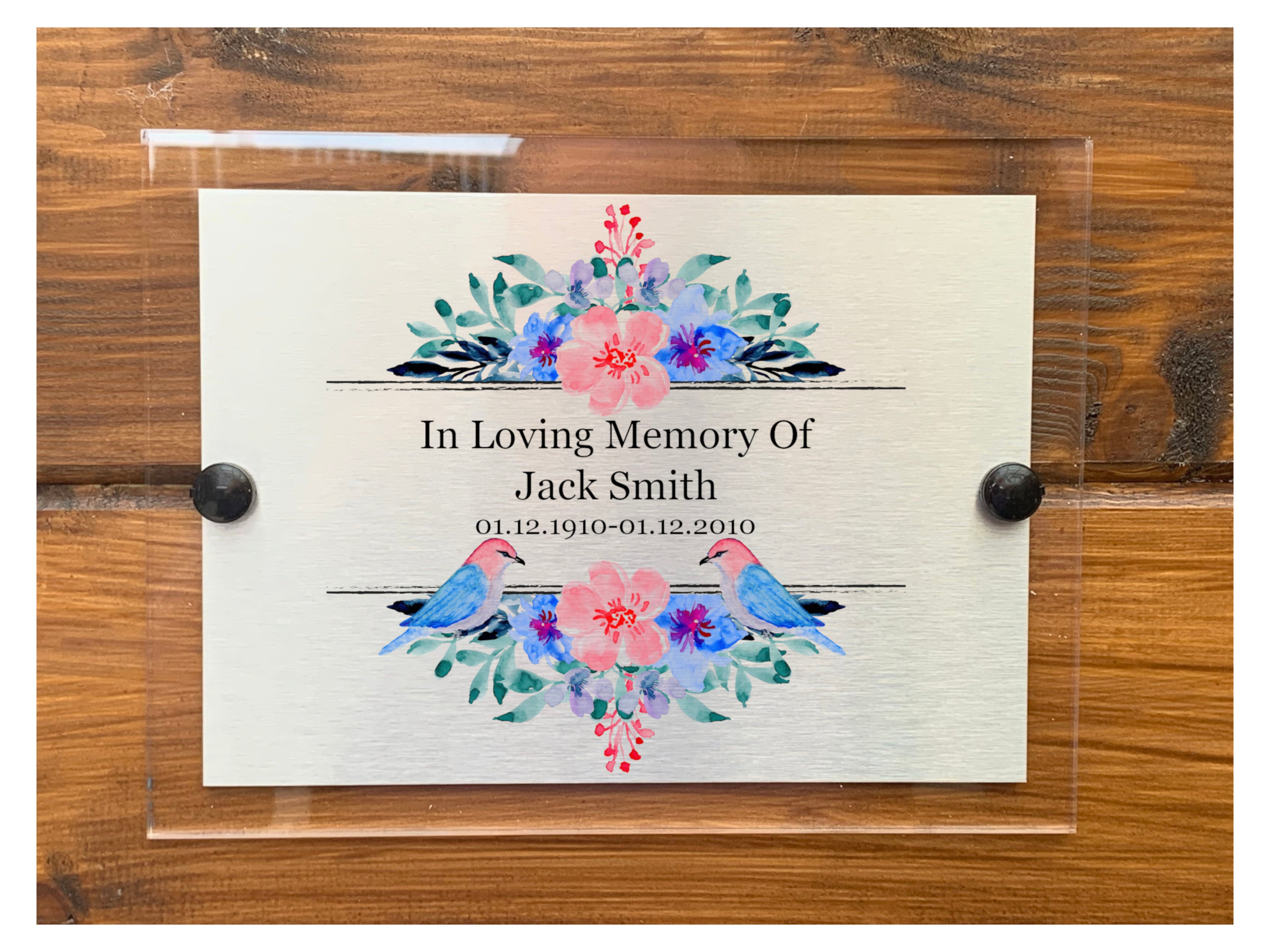 M012 Custom Personalised Memorial Funeral Grave Acrylic Aluminium Sign Plaque