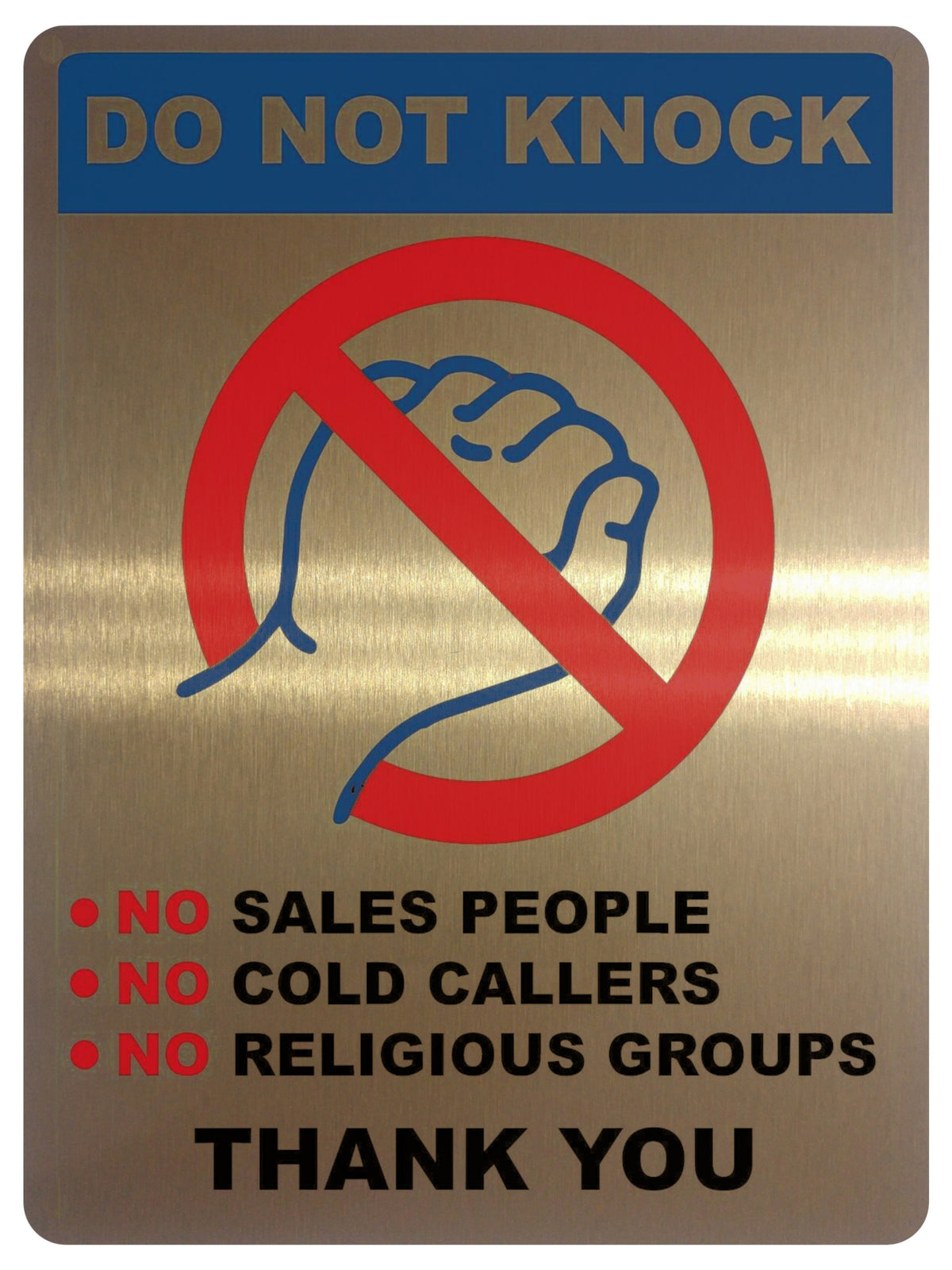 UV127 DO NOT KNOCK COLD CALLERS Metal Aluminium Plaque Sign For Door A4 Size