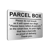 B189 PARCEL BOX Do not Knock Smart Box Letters Aluminium Metal Plaque Sign
