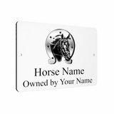 B086 Custom Personalised Horse Pony Stable Door Metal Aluminium Plaque Sign