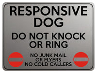 1942 RESPONSIVE DOG DO NOT KNOCK OR RING NO JUNK MAIL Metal Aluminium Plaque Sign