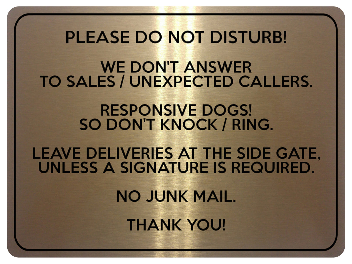 2318 Please do not Disturb NO JUNK MAIL Door Gate Metal Aluminium Plaque Sign