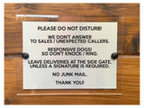 M033 Please do not Disturb NO JUNK MAIL Door Modern Acrylic Aluminium Sign Plaque