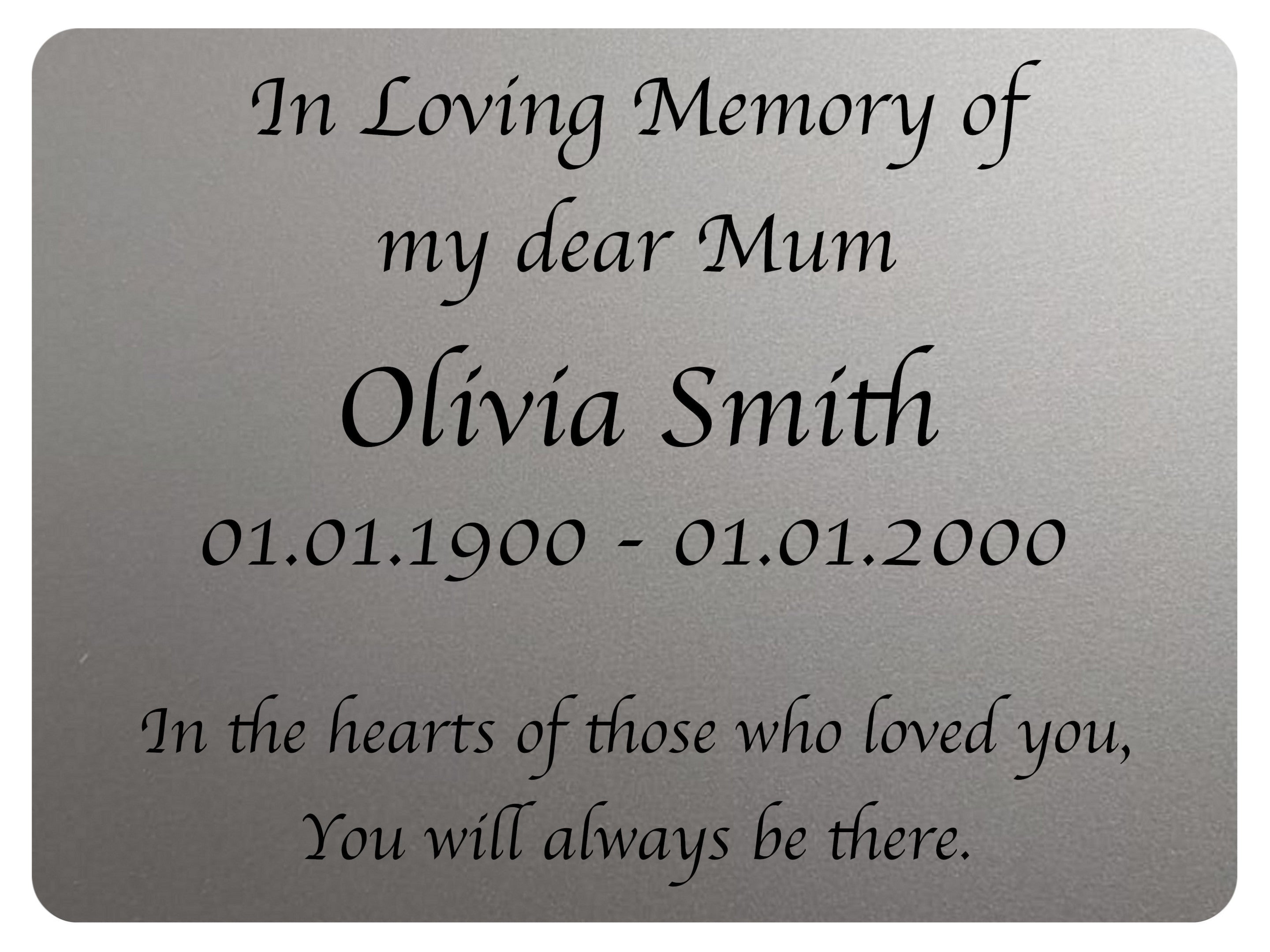 2295 Custom Personalised Memorial Funeral Grave Metal Aluminium Sign Plaque