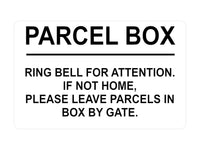 P035 PARCEL BOX RING BELL FOR ATTENTION HOME GATE Plastic PVC Plaque Sign Card