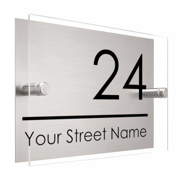 M098 Custom Personalised Modern Address Door Acrylic Aluminium Sign Plaque