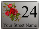 2268 Custom Personalised Address Rose Door Gate Metal Aluminium Sign Plaque