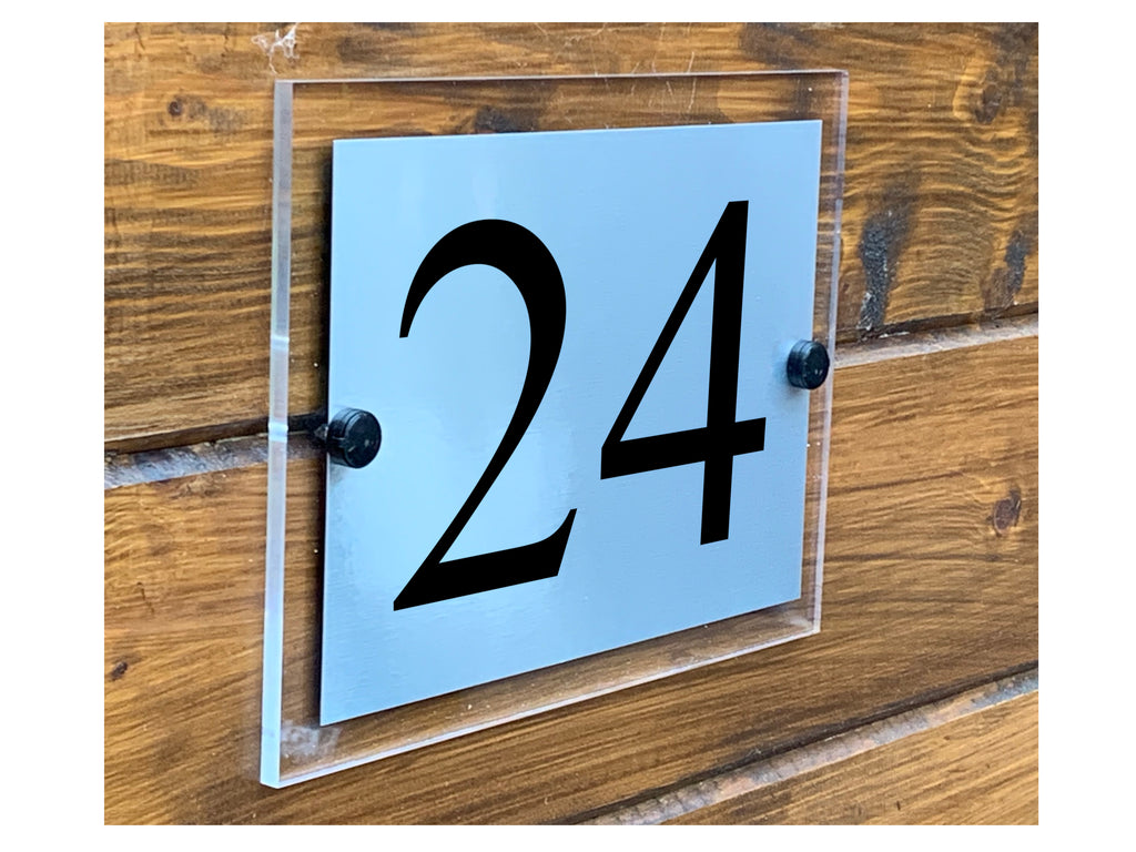 M008 Custom Personalised Number Modern Door Acrylic Metal Aluminium Sign Plaque