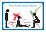 2437 How To Sit Down To Pee Toilet Funny Metal Aluminium Plaque Sign