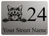 2261 Custom Personalised Address Cat Door Gate Metal Aluminium Sign Plaque