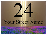 2344 Custom Personalised Address Metal Aluminium Sign Plaque Heather Flower Door