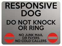 1941 RESPONSIVE DOG DO NOT KNOCK OR RING NO JUNK MAIL Metal Aluminium Plaque Sign