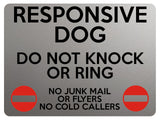 1941 RESPONSIVE DOG DO NOT KNOCK OR RING NO JUNK MAIL Metal Aluminium Plaque Sign