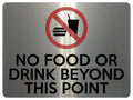 UV382 NO FOOD OR DRINK BEYOND THIS POINT Metal Aluminium Plaque Sign A4 Size