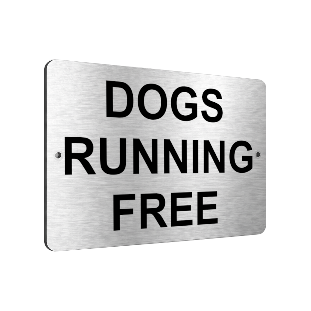 B038 DOGS RUNNING FREE Aluminium Composite Plaque Sign Door Gate Garden House