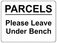 1912 PARCELS Please Leave Under Bench Door Letters Metal Aluminium Plaque Sign