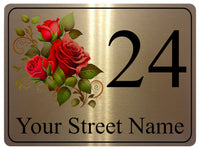 2268 Custom Personalised Address Rose Door Gate Metal Aluminium Sign Plaque