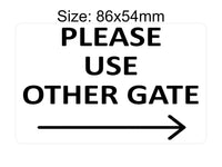 P188 Please Use Other Gate Arrow Direction Right Plastic PVC Plaque Sign Card