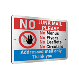 B104 NO JUNK MAIL Metal Aluminium Plaque Sign Door House Office Post Box