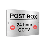 B076 POST BOX 24 hour CCTV Aluminium Composite Plaque Sign Door Gate Parcels