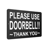 B037 PLEASE USE DOORBELL!! Metal Aluminium Composite Plaque Sign Gate Door House