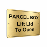 B118 PARCEL BOX Lift Lid To Open Metal Aluminium Plaque Sign Letters House