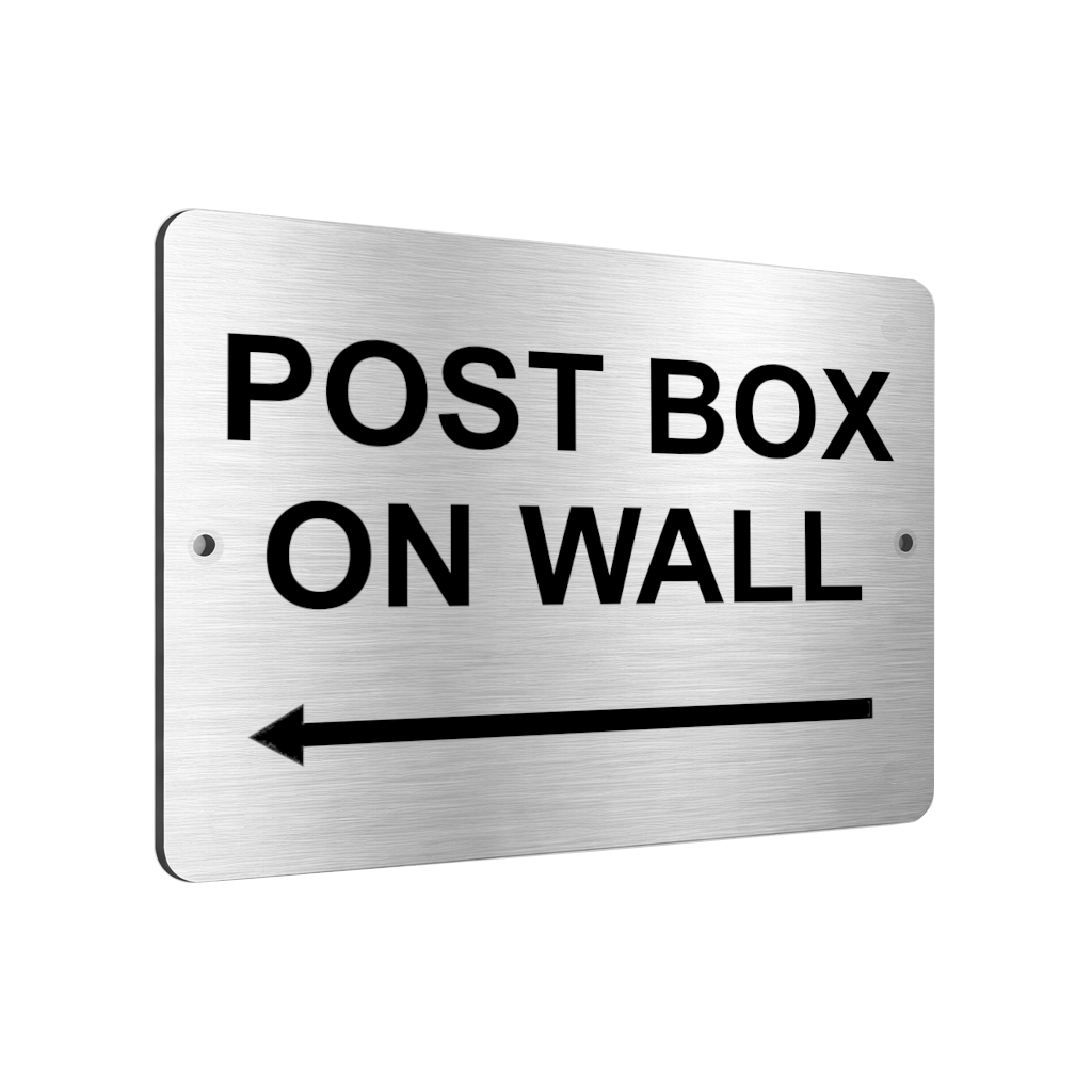 B016 POST BOX ON WALL Arrow Left Aluminium Composite Plaque Sign House Door
