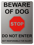 2352 BEWARE OF DOG STOP DO NOT ENTER Metal Aluminium Plaque Sign Door Gate