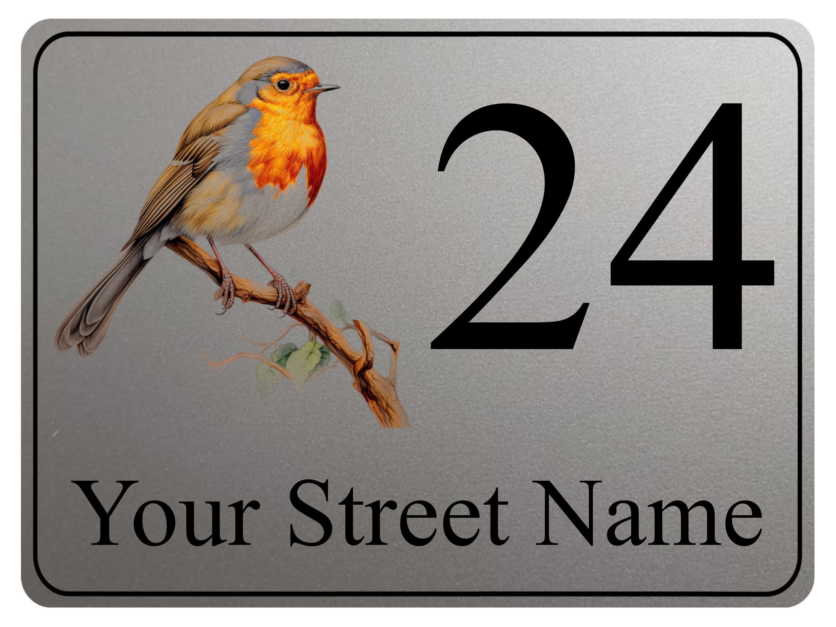 2270 Custom Personalised Address Robin Door Gate Metal Aluminium Sign Plaque