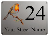 2270 Custom Personalised Address Robin Door Gate Metal Aluminium Sign Plaque