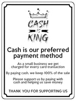 2340 CASH IS KING Preferred Method Of Payment Metal Aluminium Plaque Sign