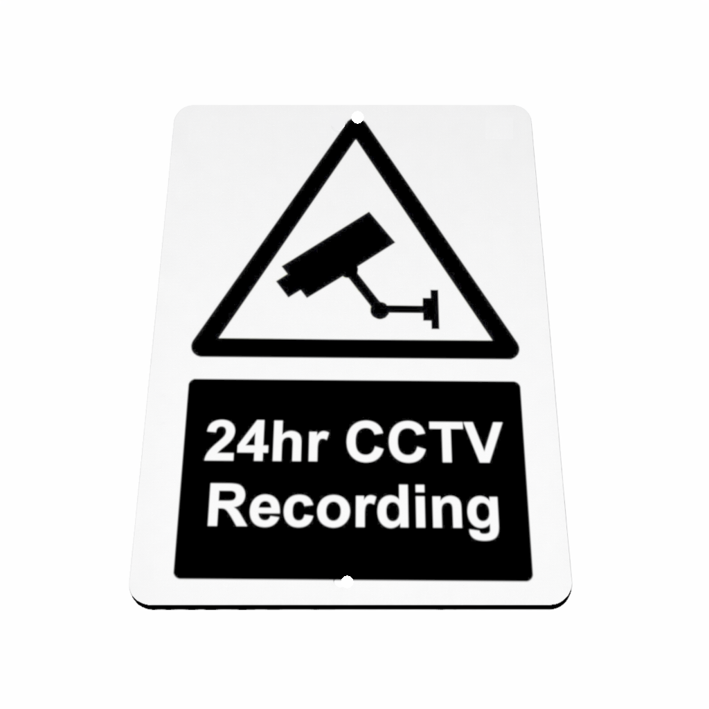 B128 24hr CCTV Recording Safety Metal Aluminium Plaque Sign Door
