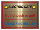 UV105 ELECTRIC GATE PLEASE RING BELL Right Metal Aluminium Plaque Sign A4 Size