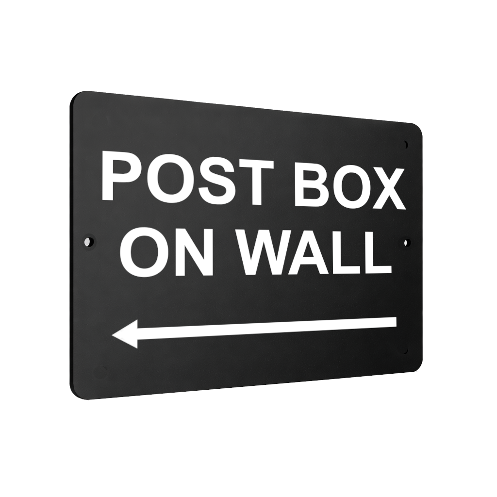 B016 POST BOX ON WALL Arrow Left Aluminium Composite Plaque Sign House Door