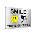B130 SMILE YOU'RE ON CAMERA Safety Metal Aluminium Plaque Sign Door Gate