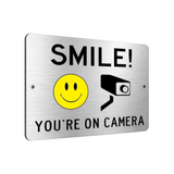 B130 SMILE YOU'RE ON CAMERA Safety Metal Aluminium Plaque Sign Door Gate