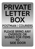 A5.30 PRIVATE LETTER BOX Oversize Items Side Door Aluminium Metal Plaque Sign